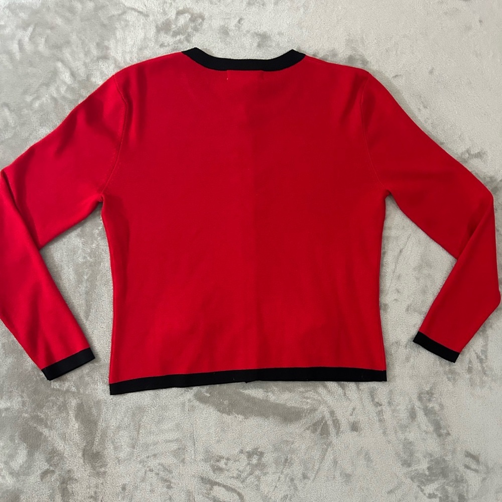 Coldwater creek silk blend bow detail color block cardigan - Picture 9 of 12